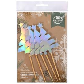 Топпер для украшения Ель-колор 15 см 5 шт VL2-316