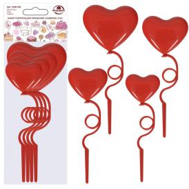 Топпер для украшения Сердечки 7,5х16 см, 6,5х15 см, 5,5х14 см, 4,5х13 см 4 шт VL80-540