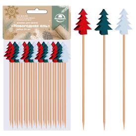 Шпажки для канапе Новогодняя ель 12 см 24 шт BJ2-444