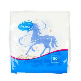 Салфетки бумажные Лилия Счастливый год 24х24 см 1 слойные 50 шт