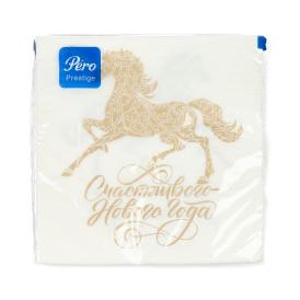 Салфетки бумажные Pero Prestige Счастливый год 33х33 см 3-х слойные 20 шт
