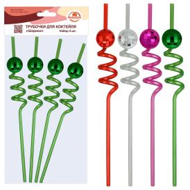 Трубочки для коктейля Шарики 26 см 4 шт VL13-214