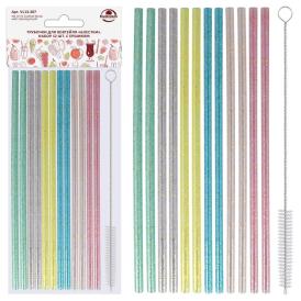 Трубочки для коктейля Блестки 20 см 12 шт VL13-207