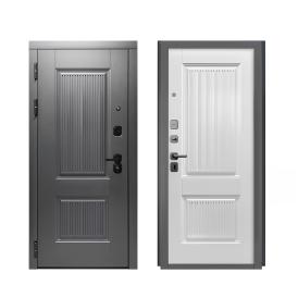 Дверь металл Рона бетон графит Бетон снежный Черный муар 860х2050 мм L