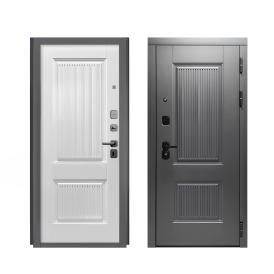 Дверь металл Рона бетон графит Бетон снежный Черный муар 860х2050 мм R