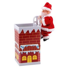 Фигура новогодняя Санта с домиком LED 30х20х12 см музыкальная 2024-8425