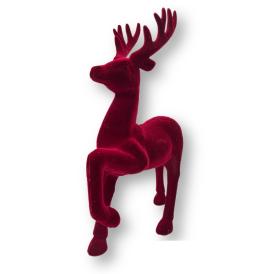 Фигура новогодняя Олень 14х20 см бархатный красный 2025-1093