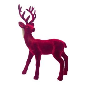 Фигура новогодняя Олень 18х29 см бархатный красный 2025-1094