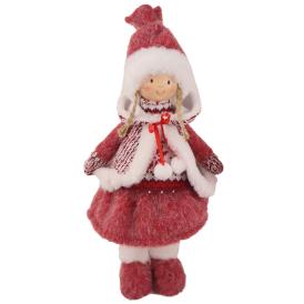 Изделие декоративное Девочка стоящая 22х18х46 см красный/белый