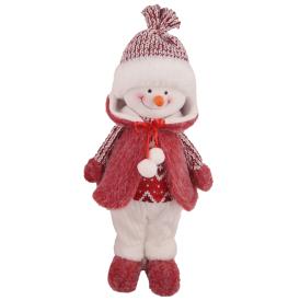 Изделие декоративное Снеговик мальчик стоящий 22x18x46 см красный/белый
