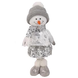 Изделие декоративное Снеговик девочка стоящая 13x12x35 см серебро