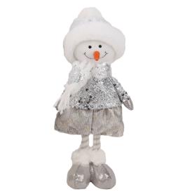 Изделие декоративное Снеговик мальчик стоящий 13x12x35 см серебро