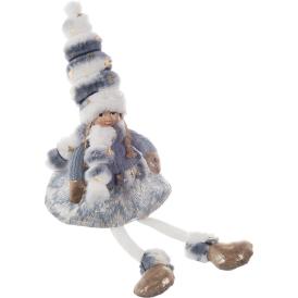 Изделие декоративное Девочка сидящая 16x10x53 см голубо-серый/белый