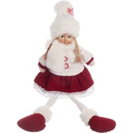 Изделие декоративное Девочка сидящая 16x10x46 см белый/красный