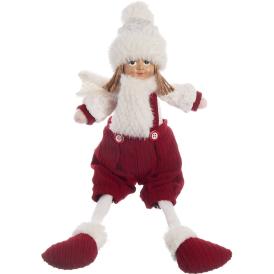 Изделие декоративное Мальчик сидящий 16x10x46 см белый/красный