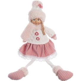 Изделие декоративное Девочка сидящая 16x10x46 см белый/розовый