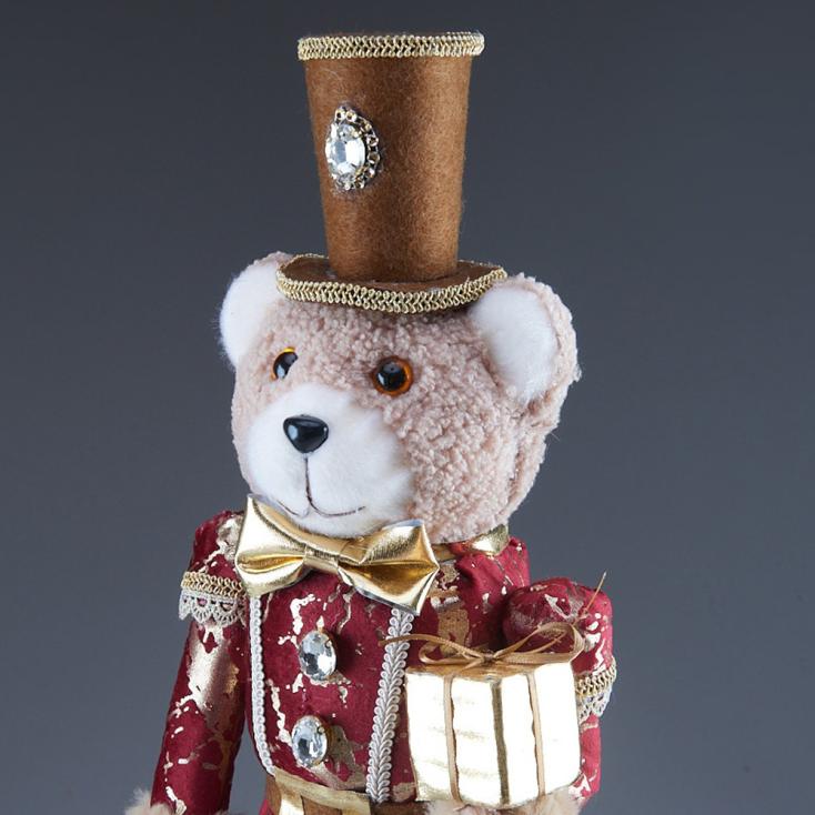 Фигура декоративная Мишка-барабанщик 17х13х53 см бордо/золото