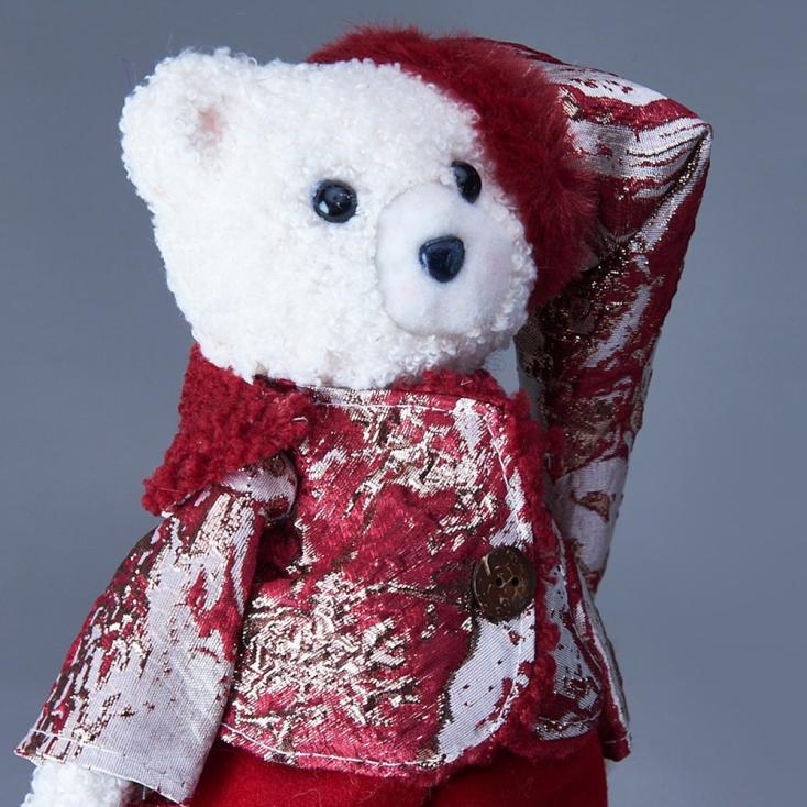 Фигура декоративная Мишка с колпаком 17х13х30 см бордо/золото