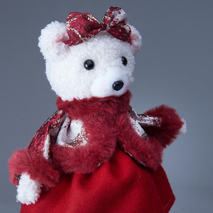 Фигура декоративная Мишка с бантиком 17х13х30 см бордо/золото