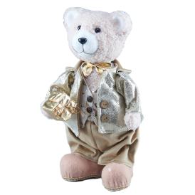Фигура декоративная Мишка в жакете 20х13х32 см золотой