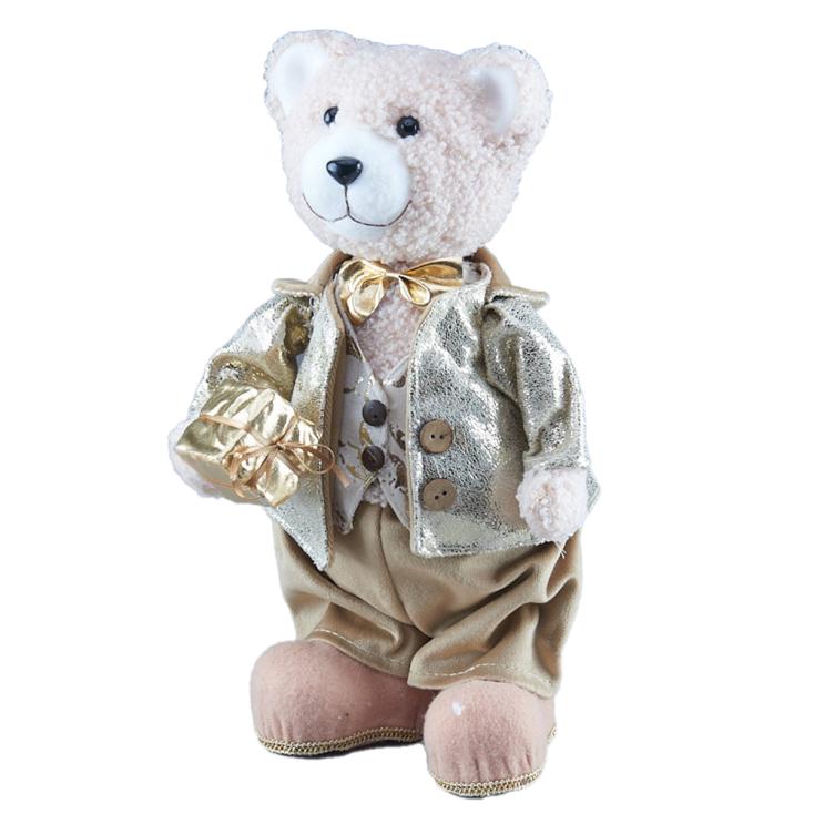 Фигура декоративная Мишка в жакете 20х13х32 см золотой