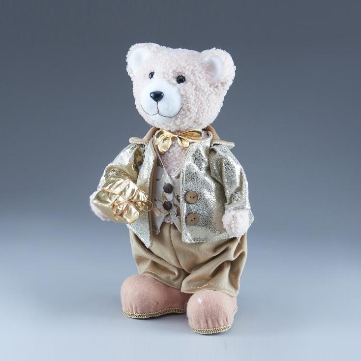 Фигура декоративная Мишка в жакете 20х13х32 см золотой