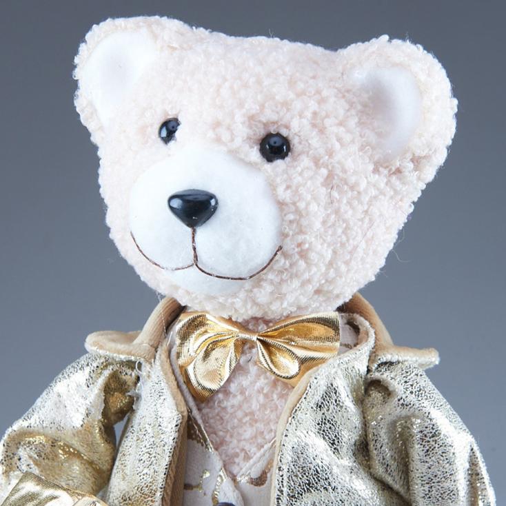 Фигура декоративная Мишка в жакете 20х13х32 см золотой