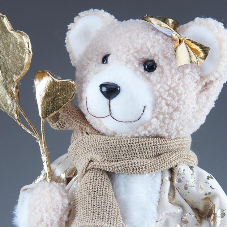 Фигура декоративная Мишка в платье с бантиком 20х13х32 см золотой