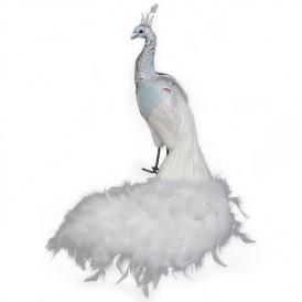 Фигура декоративная Павлин 56х48х81 см голубой/белый