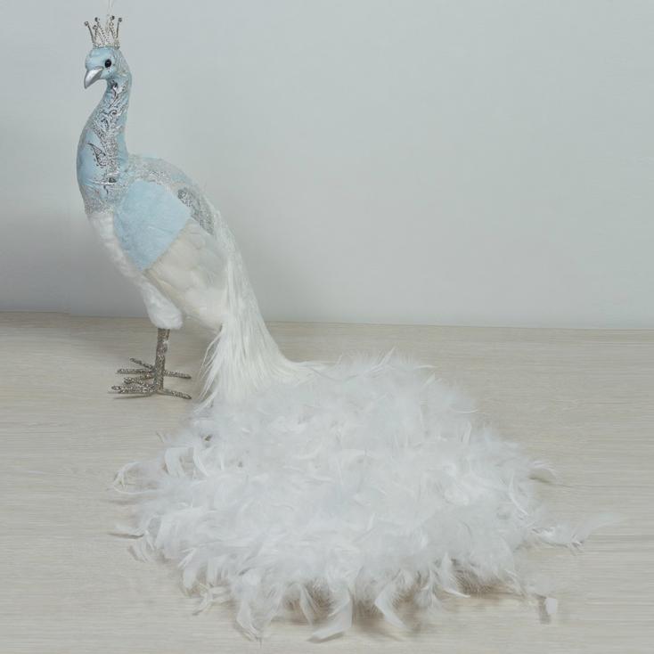 Фигура декоративная Павлин 56х48х81 см голубой/белый