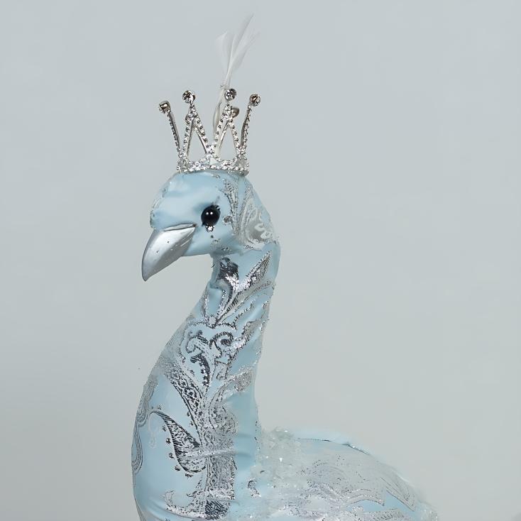 Фигура декоративная Павлин 56х48х81 см голубой/белый