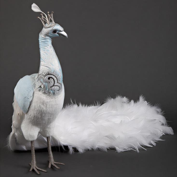 Фигура декоративная Павлин 56х48х81 см голубой/белый