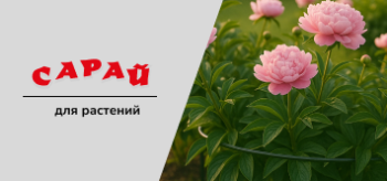 Цветущие пионы с декоративными металлическими опорами для растений на ухоженной клумбе