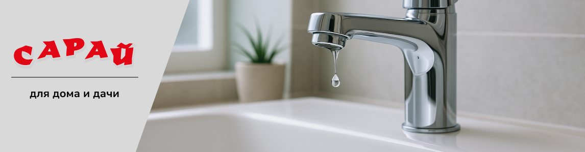 Блестящий хромированный смеситель над белой керамической раковиной с капающей водой, современная ванная комната