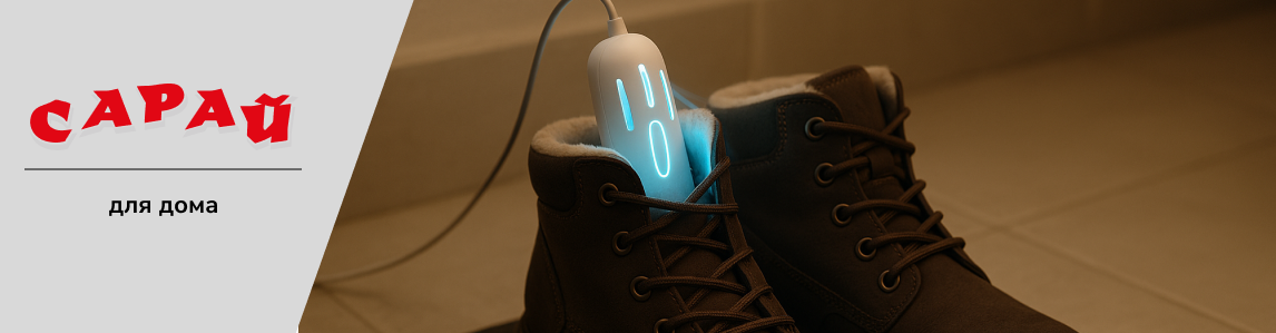 Коричневые ботинки с вставленной светящейся сушилкой для обуви с подсветкой, процесс сушки и дезинфекции